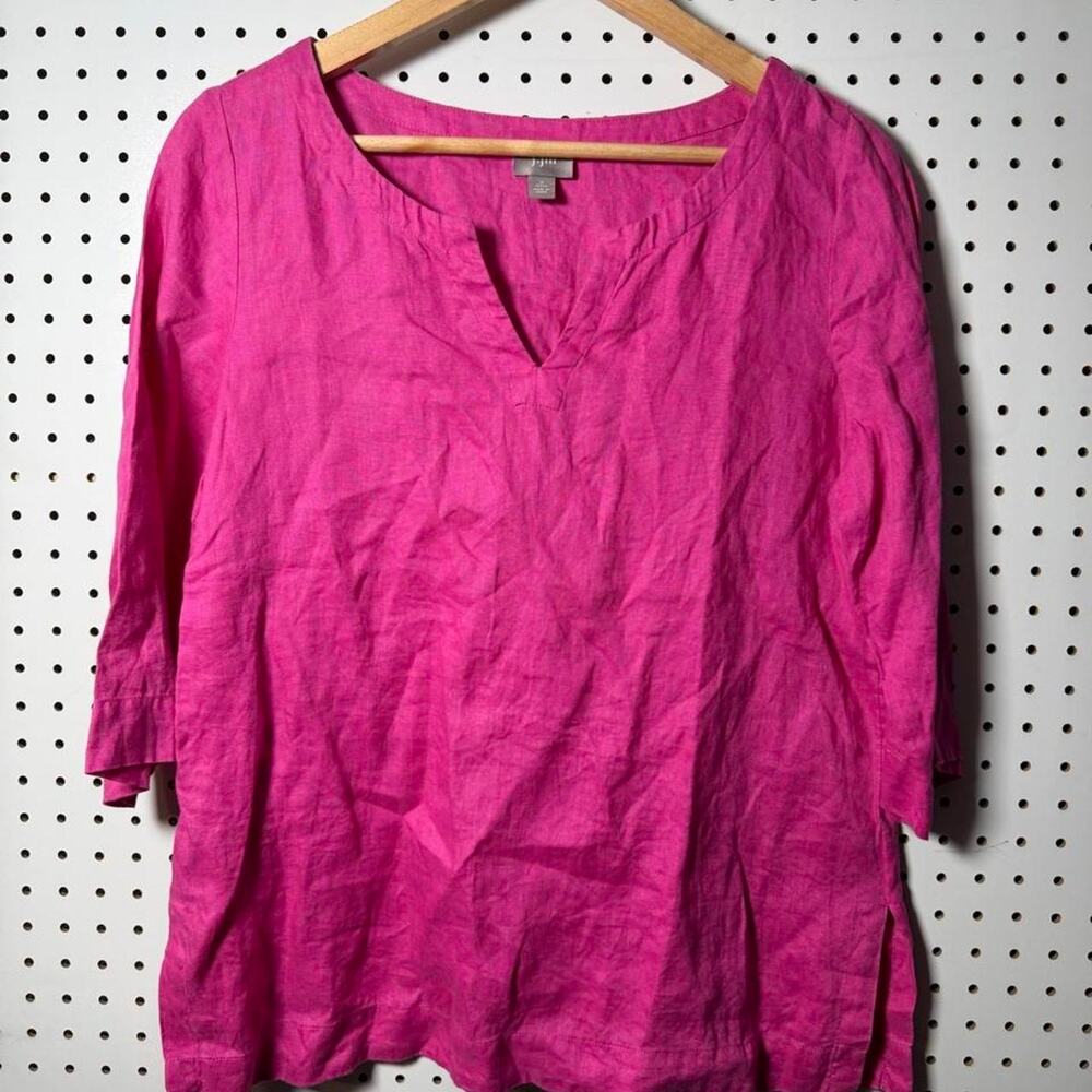 J Jill Pink 100% Linen Blouse Size Small Petite